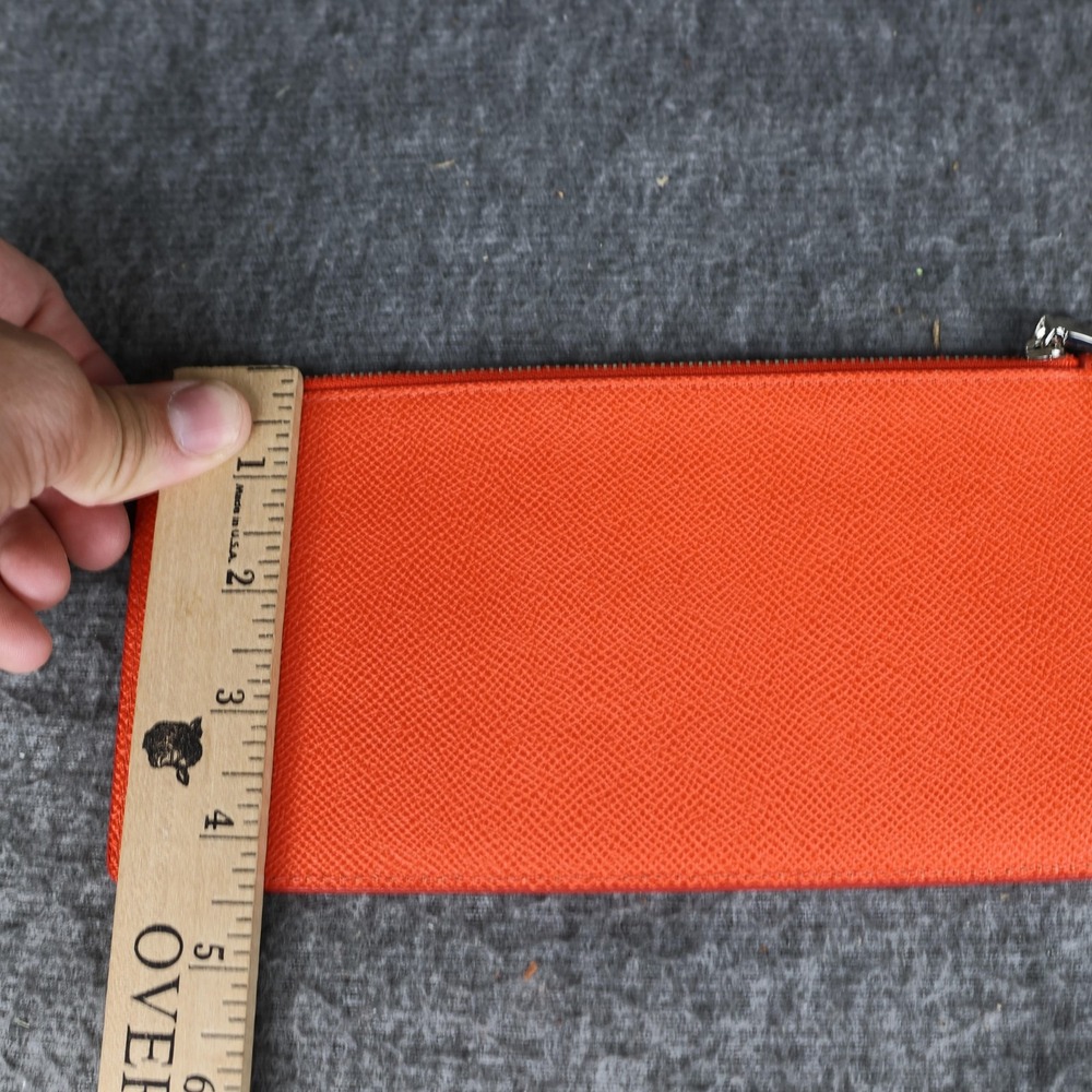 Coach Pouch Wallet Womens One Size Orange Leather Zip Around Card Case - Picture 5 of 7